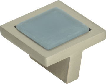 Spa Blue Square Knob 1 3/8'' Brushed Nickel 230-BLU-BRN