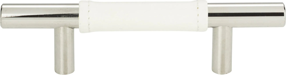 Zanzibar White Leather Pull 3'' cc Polished Chrome 280-WT-CH