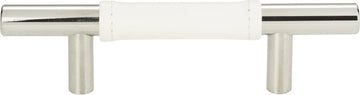 Zanzibar White Leather Pull 3'' cc Polished Chrome 280-WT-CH