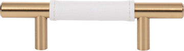 Zanzibar White Leather Pull 3'' cc Warm Brass 280-WT-WB