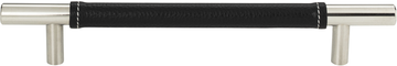 Zanzibar Black Leather Pull 6 5/16'' cc Polished Chrome 281-BL-CH