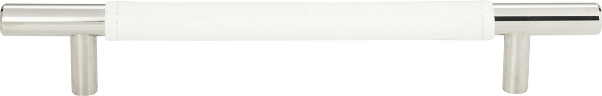 Zanzibar White Leather Pull 6 5/16'' cc Polished Chrome 281-WT-CH