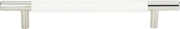 Zanzibar White Leather Pull 6 5/16'' cc Polished Chrome 281-WT-CH