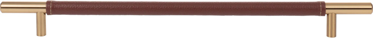 Zanzibar Brown Leather Pull 11 5/16'' cc Warm Brass 282-OW-WB