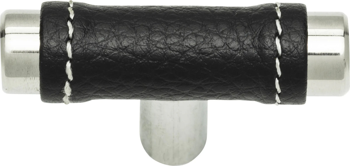 Zanzibar Black Leather Knob 1 7/8'' Polished Chrome 288-BL-CH