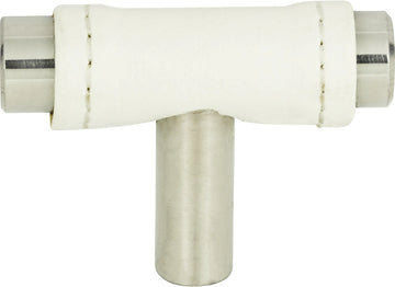 Zanzibar White Leather Knob 1 7/8'' Polished Chrome 288-WT-CH