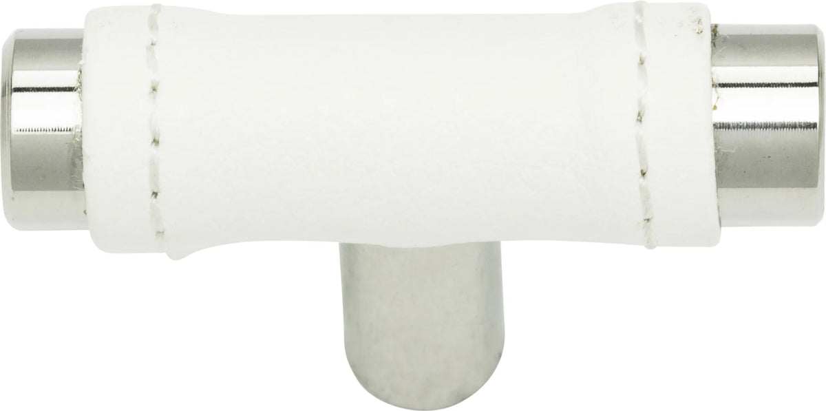 Zanzibar White Leather Knob 1 7/8'' Polished Chrome 288-WT-CH