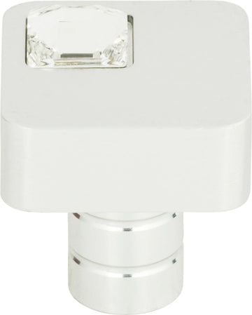 Crystal Off Center Square Knob 1'' Matte Chrome 3194-MC