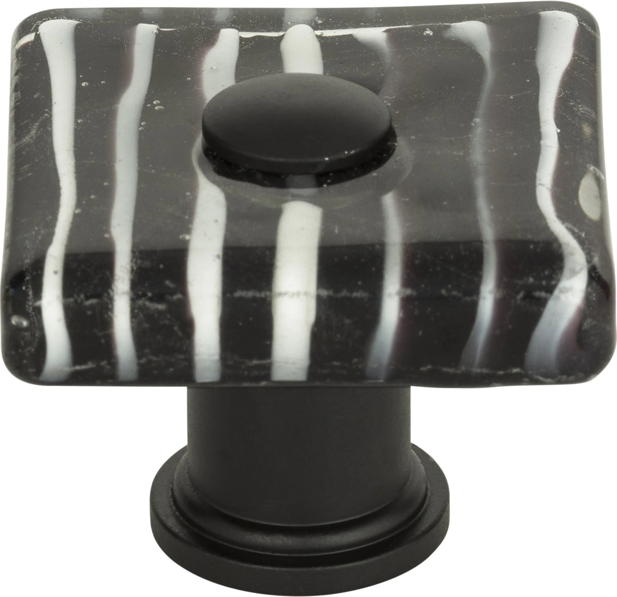 Dream Glass Zebra Glass Square Knob 1 1/2'' Matte Black 3223-BL