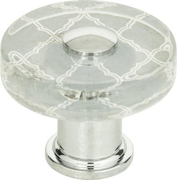Dream Glass Quatrefoil Glass Round Knob 1 1/2'' Polished Chrome 3233-CH