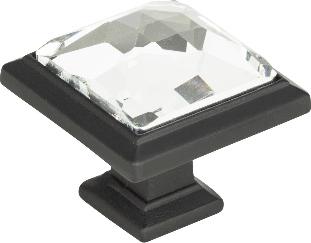 Crystal Legacy Square Knob 1 5/16'' Matte Black 340-BL