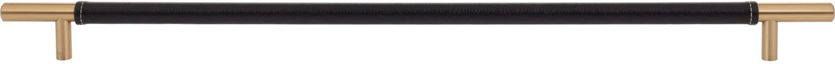 Zanzibar Black Appliance Pull 17'' cc Leather Warm Brass AP05-BL-WB