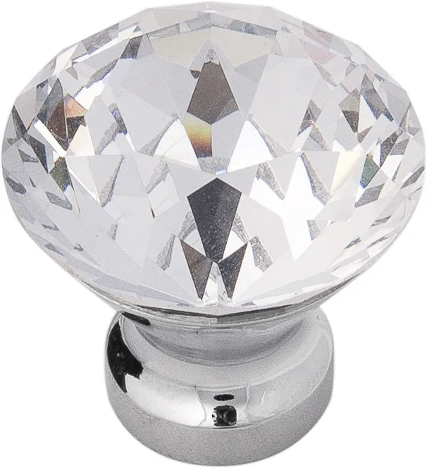 Crystal Palace Collection Knob 1-1/4'' Diameter Glass with Chrome Finish HH075855-GLCH