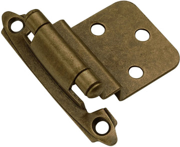Hinge 3/8'' Inset Surface Face Frame Self-Close Antique Brass Finish P143-AB