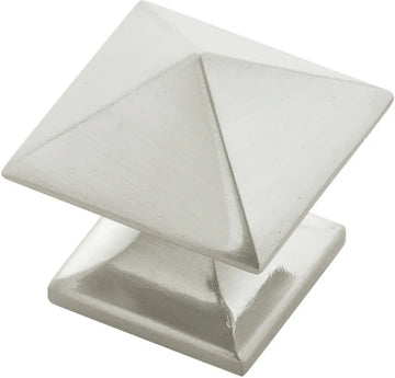 Studio Collection Knob 1'' Square Satin Nickel Finish P3014-SN