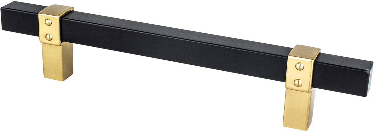Rivet Rebel 128mm CC Matte Black Bar and Modern Brushed Gold Posts Pull 5110-455MDB-P