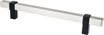 Rivet Rebel 160mm CC Brushed Nickel Bar and Matte Black Posts Pull 5123-4BPN55-P