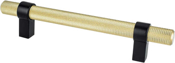 Radial Reign 128mm CC Modern Brushed Gold Bar and Matte Black Posts Pull 5143-4MDB55-P