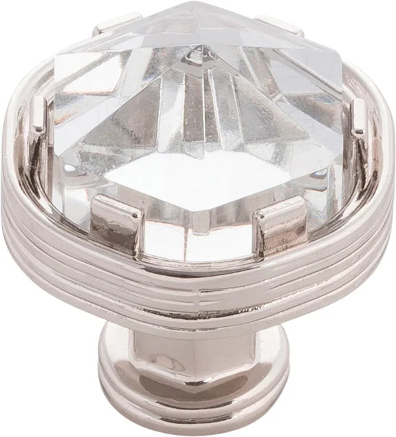 Chrysalis Collection Knob 1-3/16'' diam Polished Nickel with Glass Finish B076304GL-14