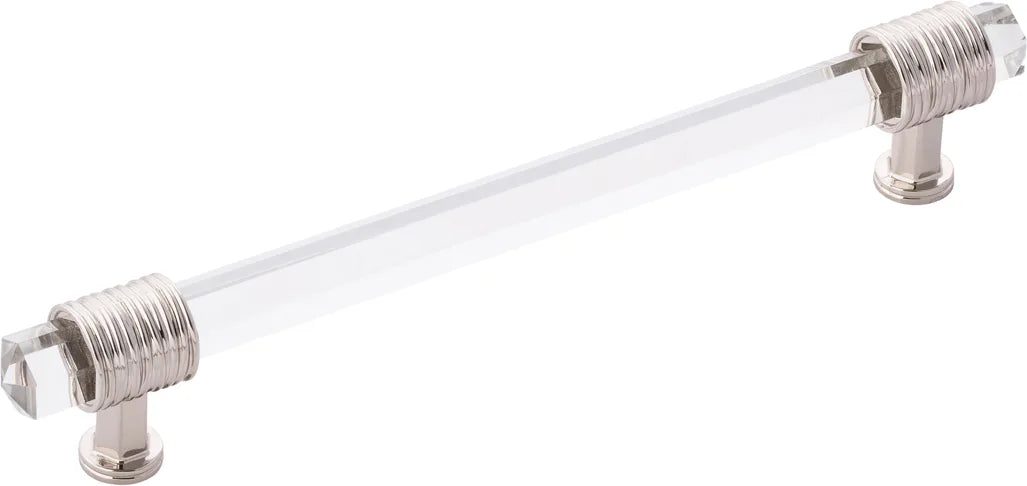Chrysalis Collection Pull 6-5/16'' cc Polished Nickel with Glass Finish B076308GL-14