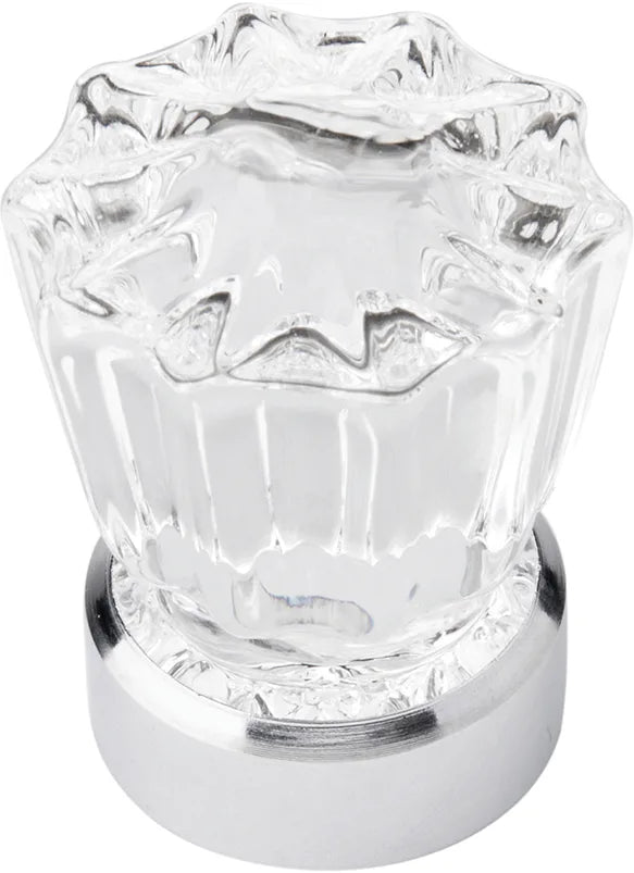 Luster Collection Knob 1-3/8'' diam Glass with Chrome Finish B076569-GLCH