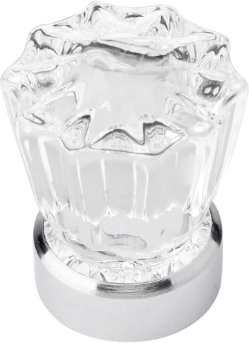 Luster Collection Knob 1-3/8'' diam Glass with Chrome Finish B076569-GLCH