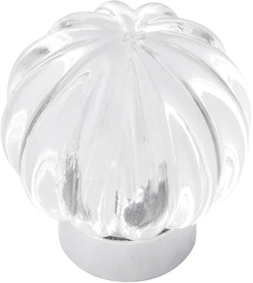 Luster Collection Knob 1-1/4'' diam Glass with Chrome Finish B076571-GLCH