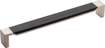 Fuse Collection Pull 8-13/16'' cc Satin Nickel with Black Wood Finish B076623WB-SN