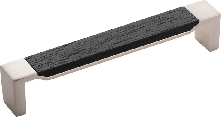 Fuse Collection Pull 6-5/16'' cc Satin Nickel with Black Wood Finish B076710WB-SN