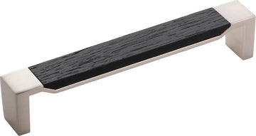 Fuse Collection Pull 6-5/16'' cc Satin Nickel with Black Wood Finish B076710WB-SN