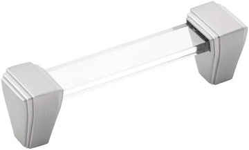 Belleclaire Collection Pull 3-3/4'' cc Crysacrylic with Satin Nickel Finish B077503-SN