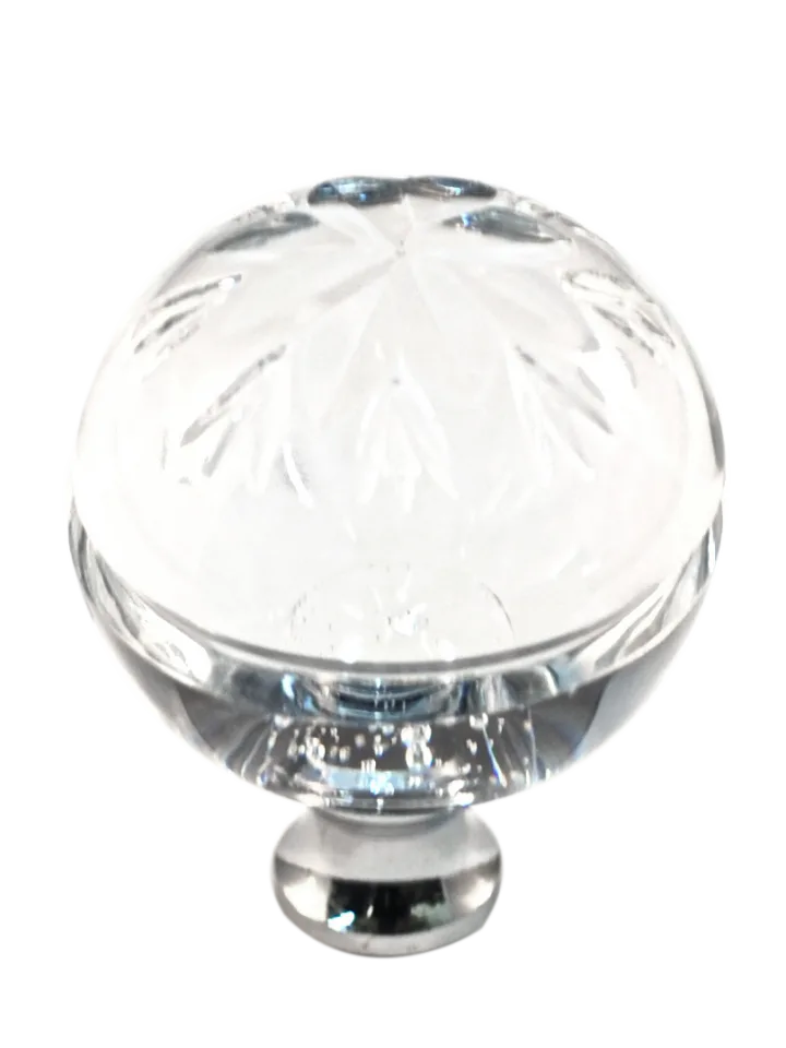 Round 1-3/8'' Crystal Knob with Polished Chrome Base M1112-US26