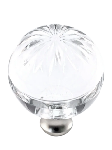 Round 1-3/8'' Crystal Knob with Satin Nickel Base M1115-US15