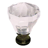 Octagon 1-1/16'' Crystal Knob with Antique Brass Base