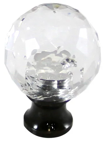 Round 1'' Crystal Knob with Bronze Base