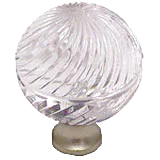 Swirled Round 1-3/16'' Crystal Knob with Satin Nickel Base