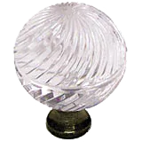 Swirled Round 1-3/16'' Crystal Knob with Antique Brass Base