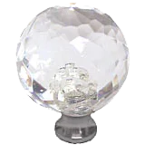 Round 1-3/8'' Crystal Knob with Polished Chrome Base M35-US26
