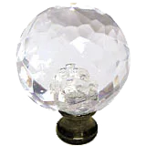 Round 1-3/8'' Crystal Knob with Antique Brass Base M35-US5