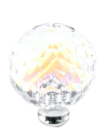 Round 1-3/16'' Crystal Knob with Polished Chrome Base M35AB-US26