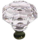 Octagon 1-1/4'' Crystal Knob with Antique Brass Base M994-US5