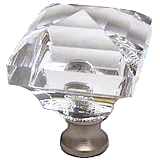 Square 1-1/4'' Crystal Knob with Satin Nickel Base