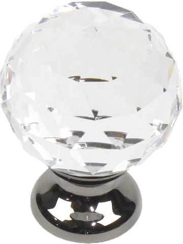 30mm Transparent Faceted Knob Matte Black brass base 18905-NBCS