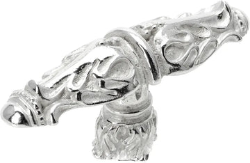 Acanthus leaves large knob Romanesque style with column base in Platinum. 1047-24
