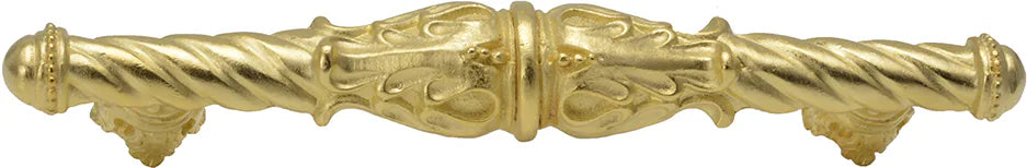 Acanthus 4'' cc pull Romanesque style with column base in Gilded Mercury. 1049-8