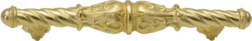 Acanthus 4'' cc pull Romanesque style with column base in Gilded Mercury. 1049-8