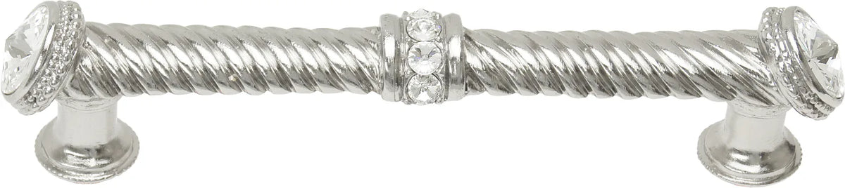 Caché 5'' cc large pull with end & center 7 rivoli Swarovski Clear Crystals in Platinum. 1200-24C