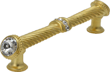 Caché 5'' cc large pull with end & center 7 rivoli Swarovski Clear Crystals in Gilded Mercury. 1200-8C