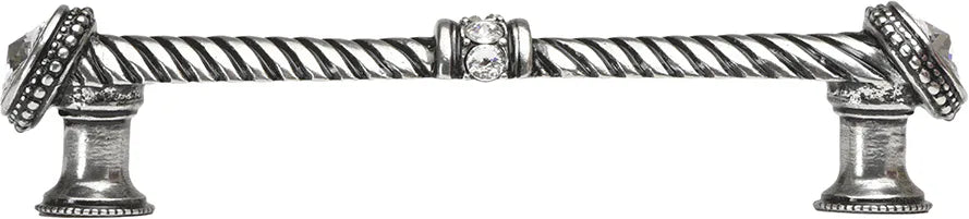 Caché 5'' cc large pull with end & center 7 rivoli Swarovski Clear Crystals in Chalice. 1200-9C