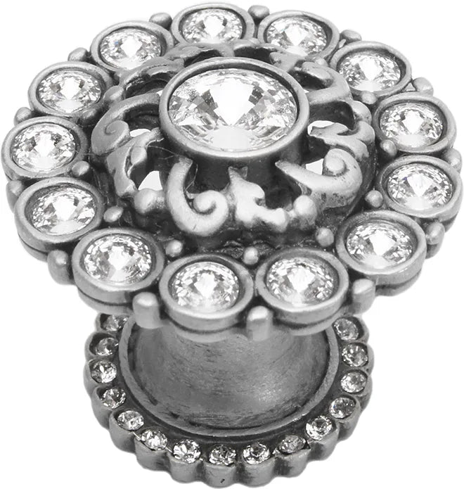 Caché large round multi crystals knob with halo platform with Swarovski Clear Crystals 1203H-11C